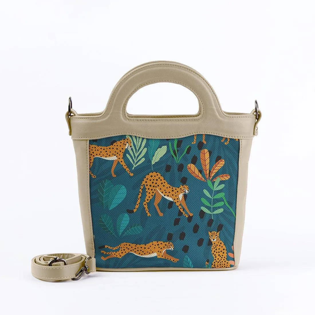 Beige Top Handle Handbag Jungle