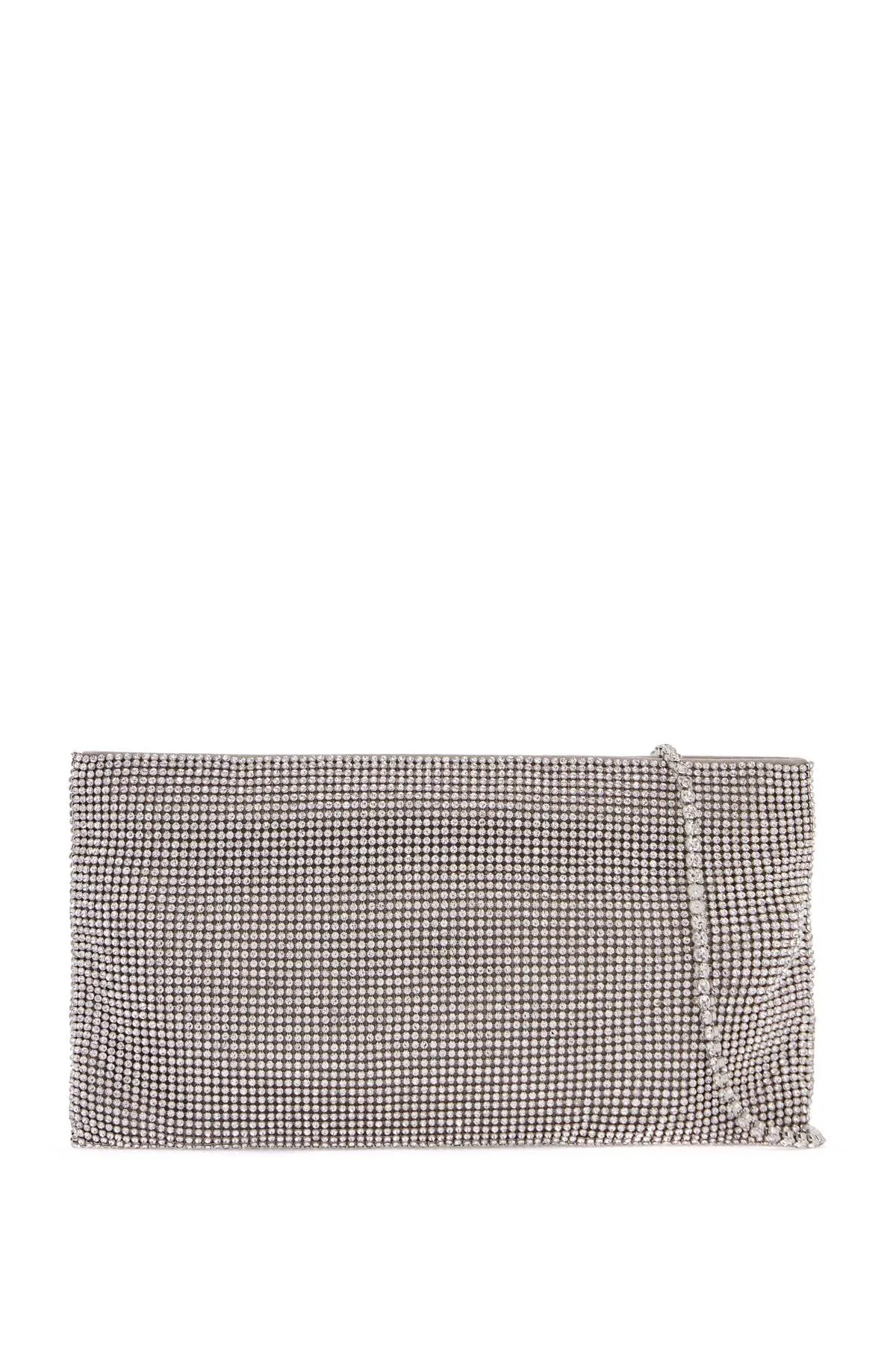 Benedetta Bruzziches la petite evening bag in crystal on silver with shoulder strap