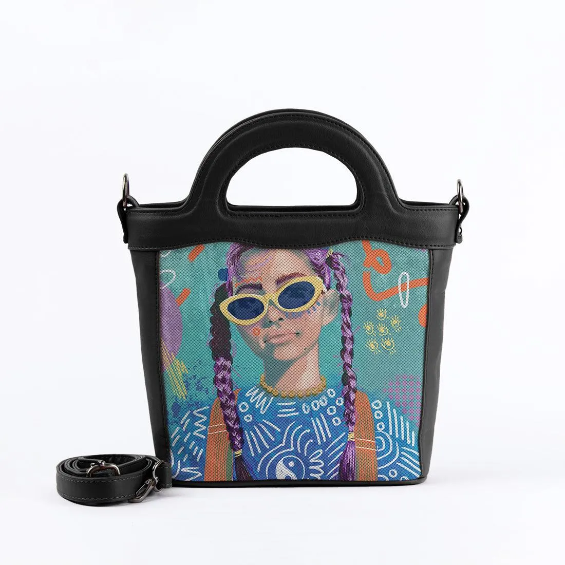 Black Top Handle Handbag Lilac locks