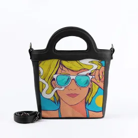 Black Top Handle Handbag Summer girl