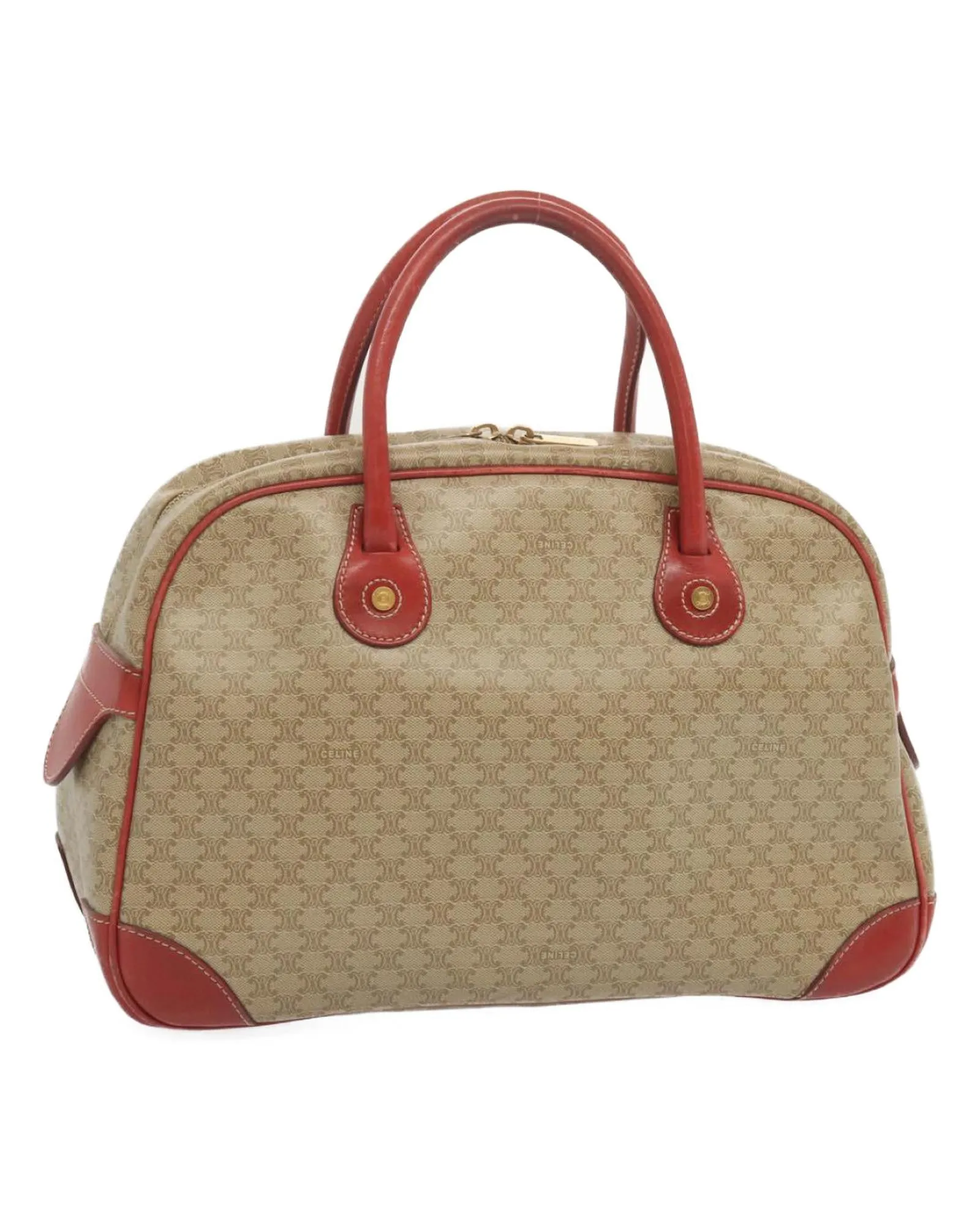 CELINE Cabas Beige Canvas Leather Handbag
