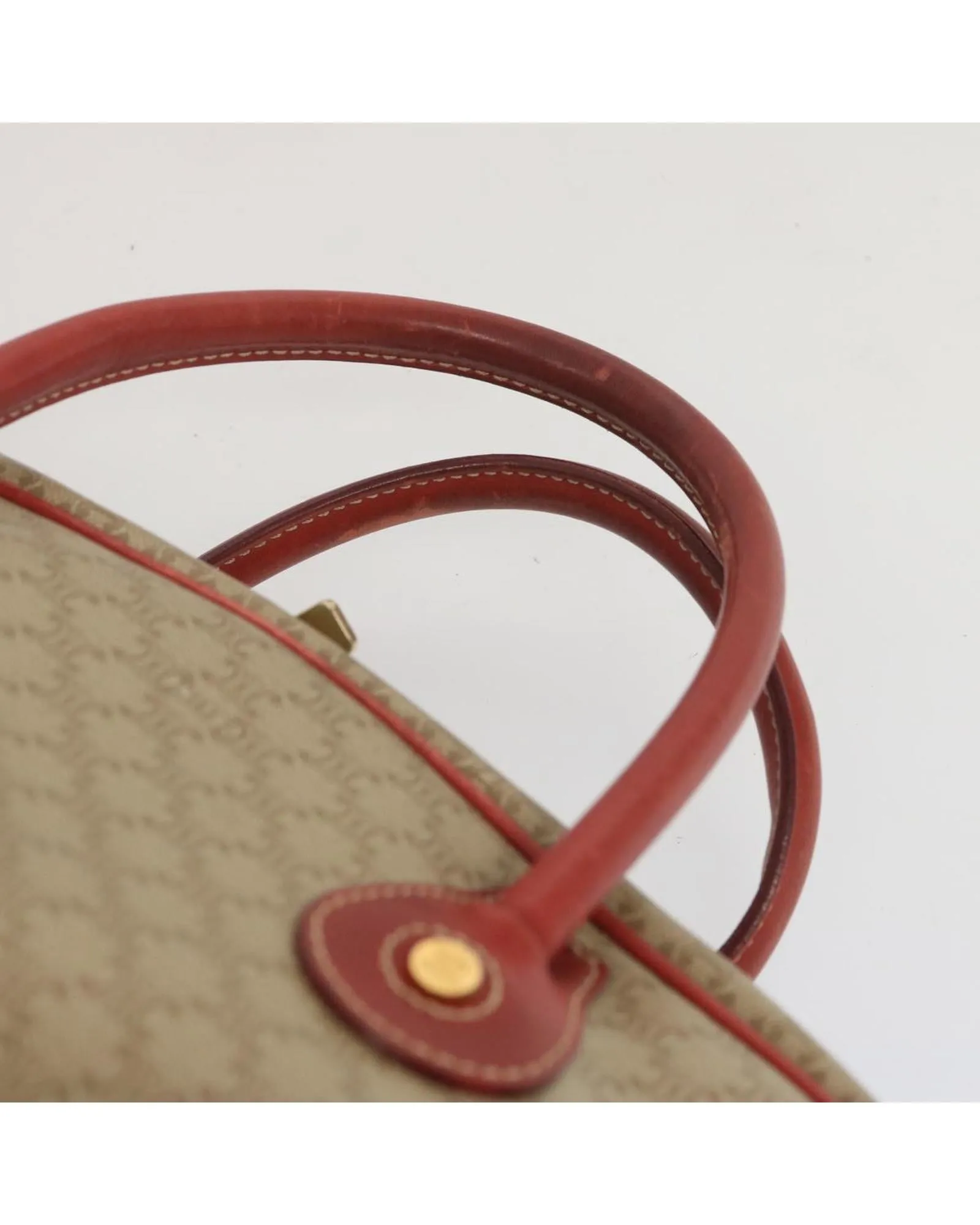 CELINE Cabas Beige Canvas Leather Handbag