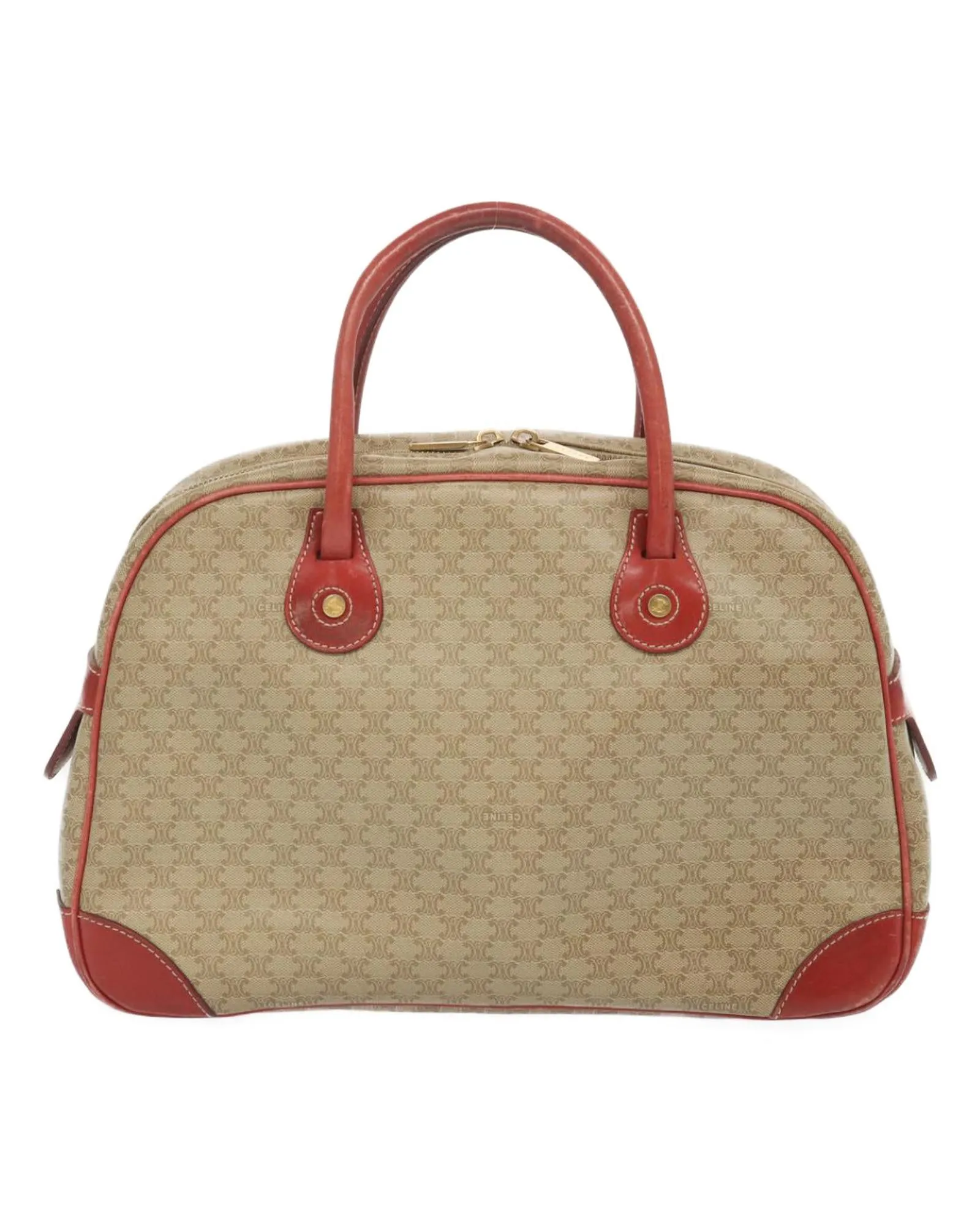 CELINE Cabas Beige Canvas Leather Handbag