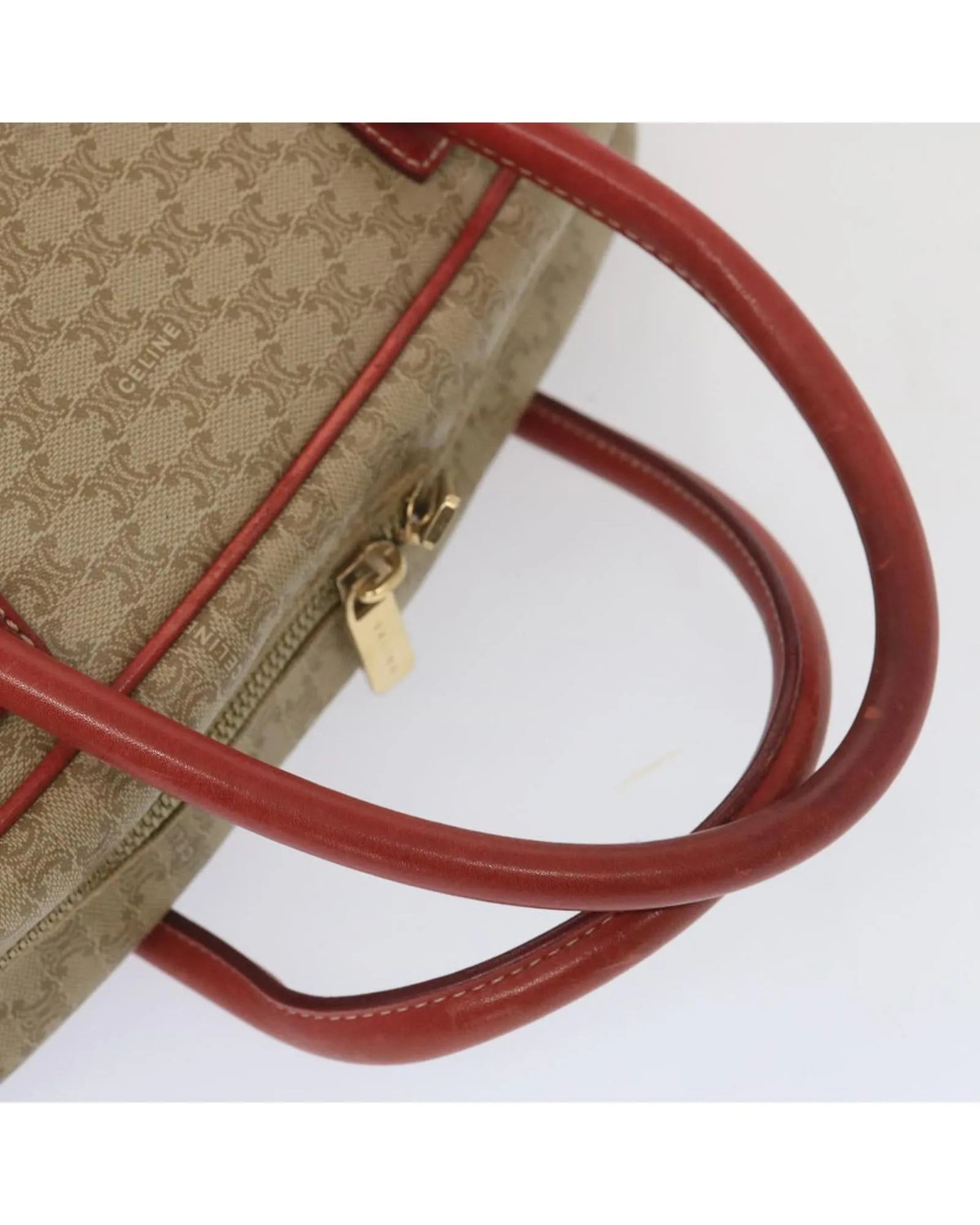 CELINE Cabas Beige Canvas Leather Handbag