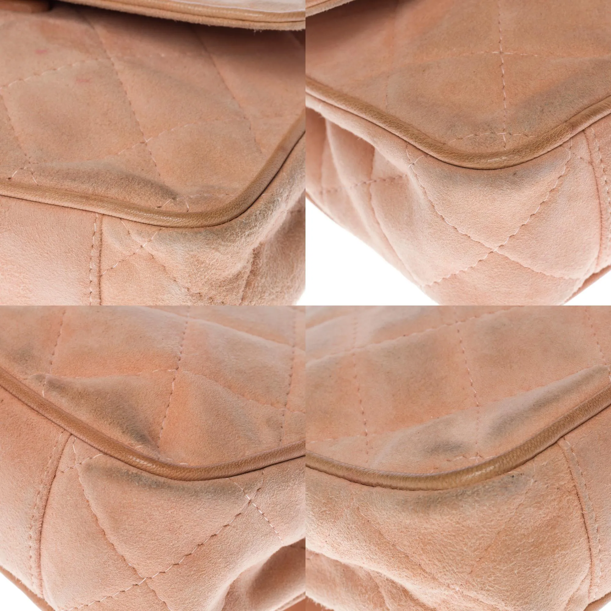 CHANEL Classic Mini shoulder flap Bag in pink quilted suede, GHW