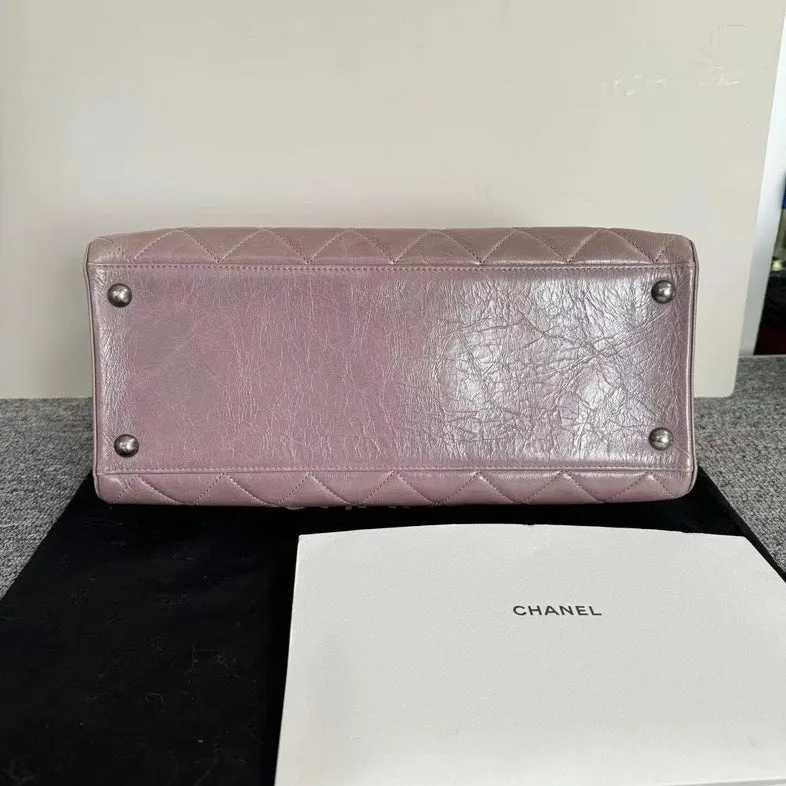Chanel Quilted Purple Leather Chain Shoulder Bag