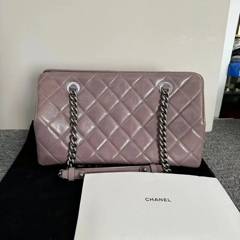 Chanel Quilted Purple Leather Chain Shoulder Bag