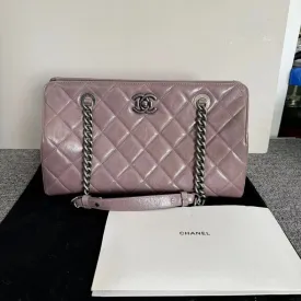 Chanel Quilted Purple Leather Chain Shoulder Bag