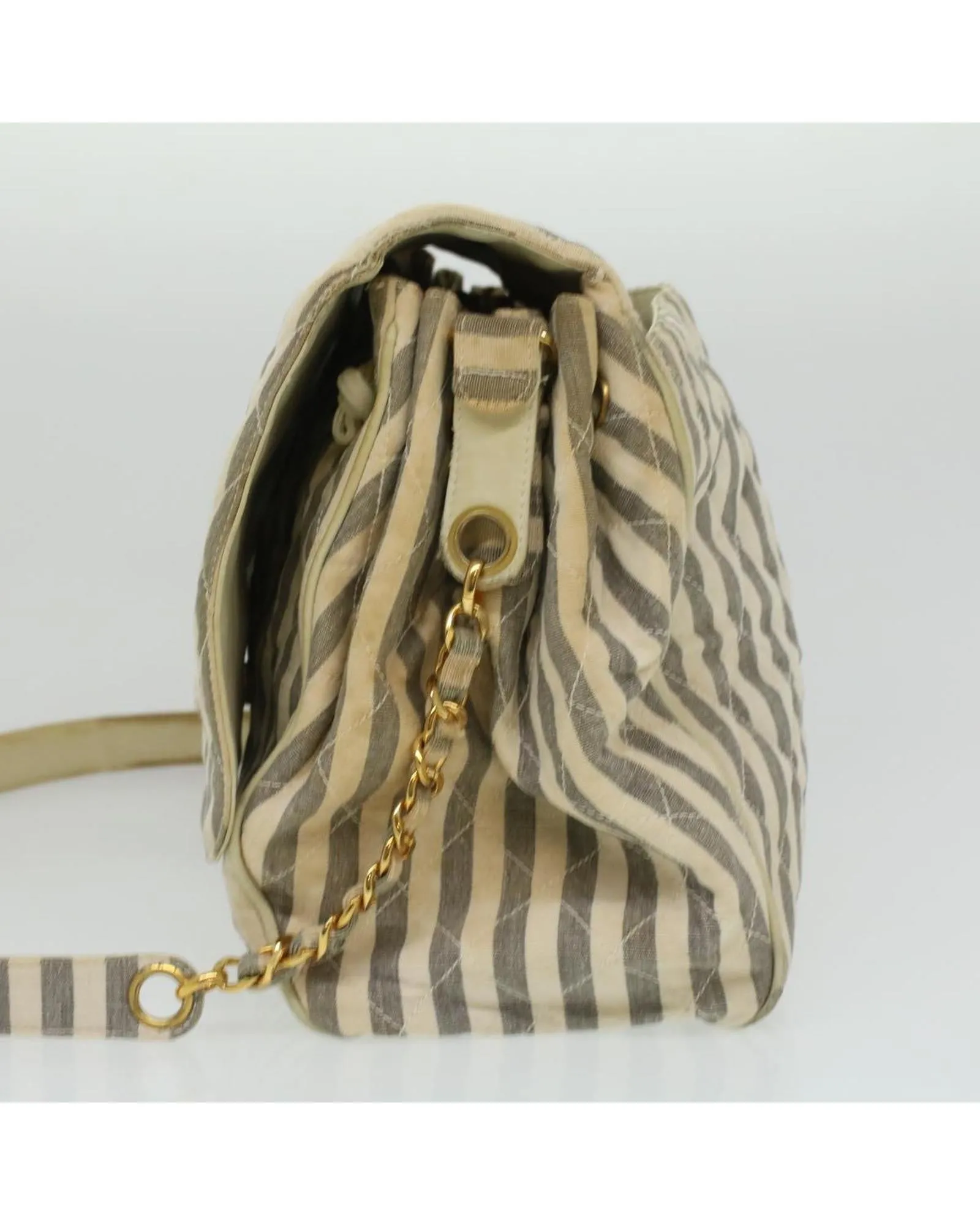 CHANEL Vintage Striped Quilted Shoulder Bag