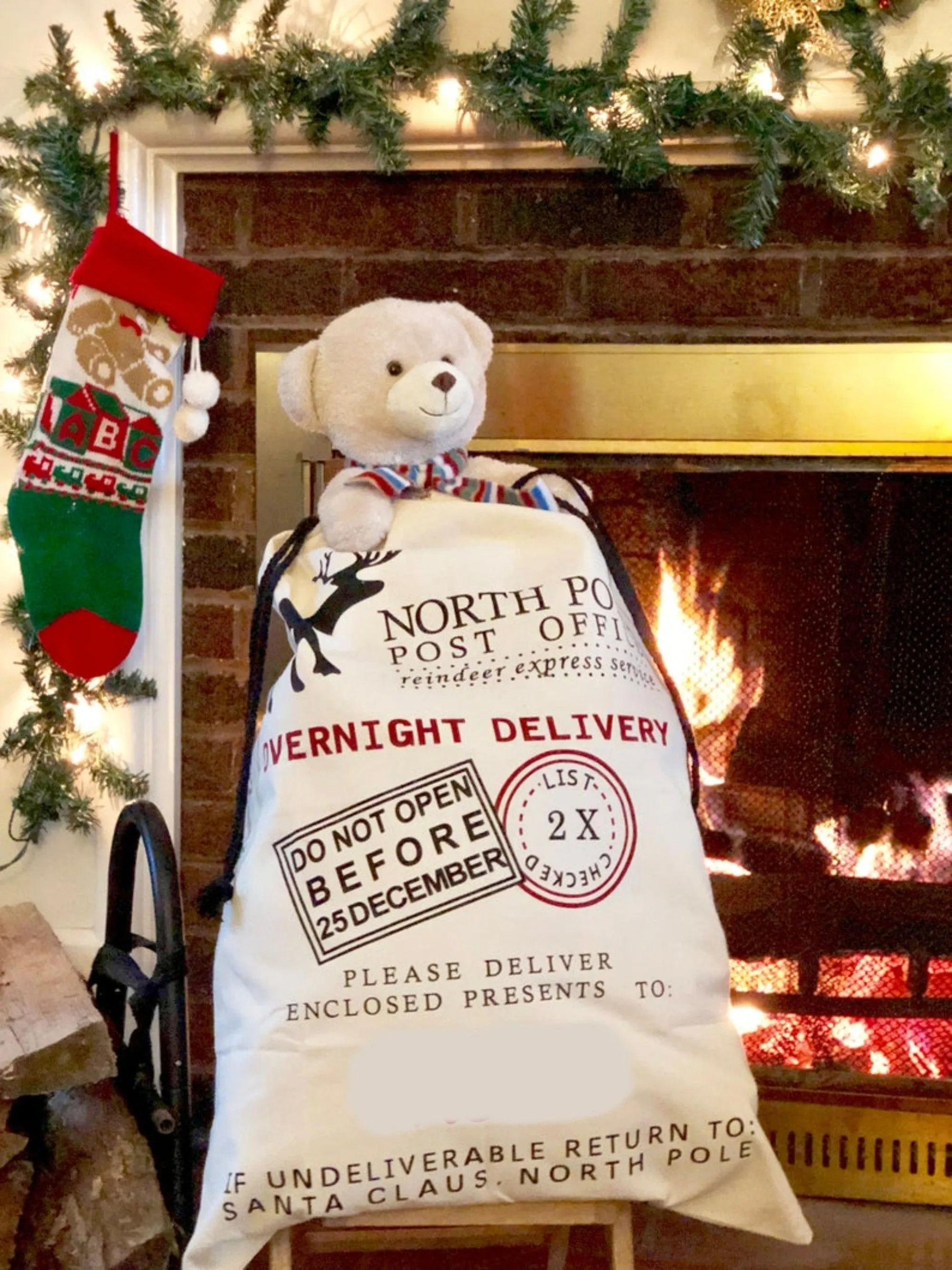 Christmas Santa Gift Sacks Stockings Large Canvas  50 cm x 70 cm Kids Gift Bag