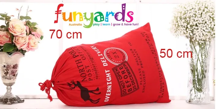 Christmas Santa Gift Sacks Stockings Large Canvas  50 cm x 70 cm Kids Gift Bag