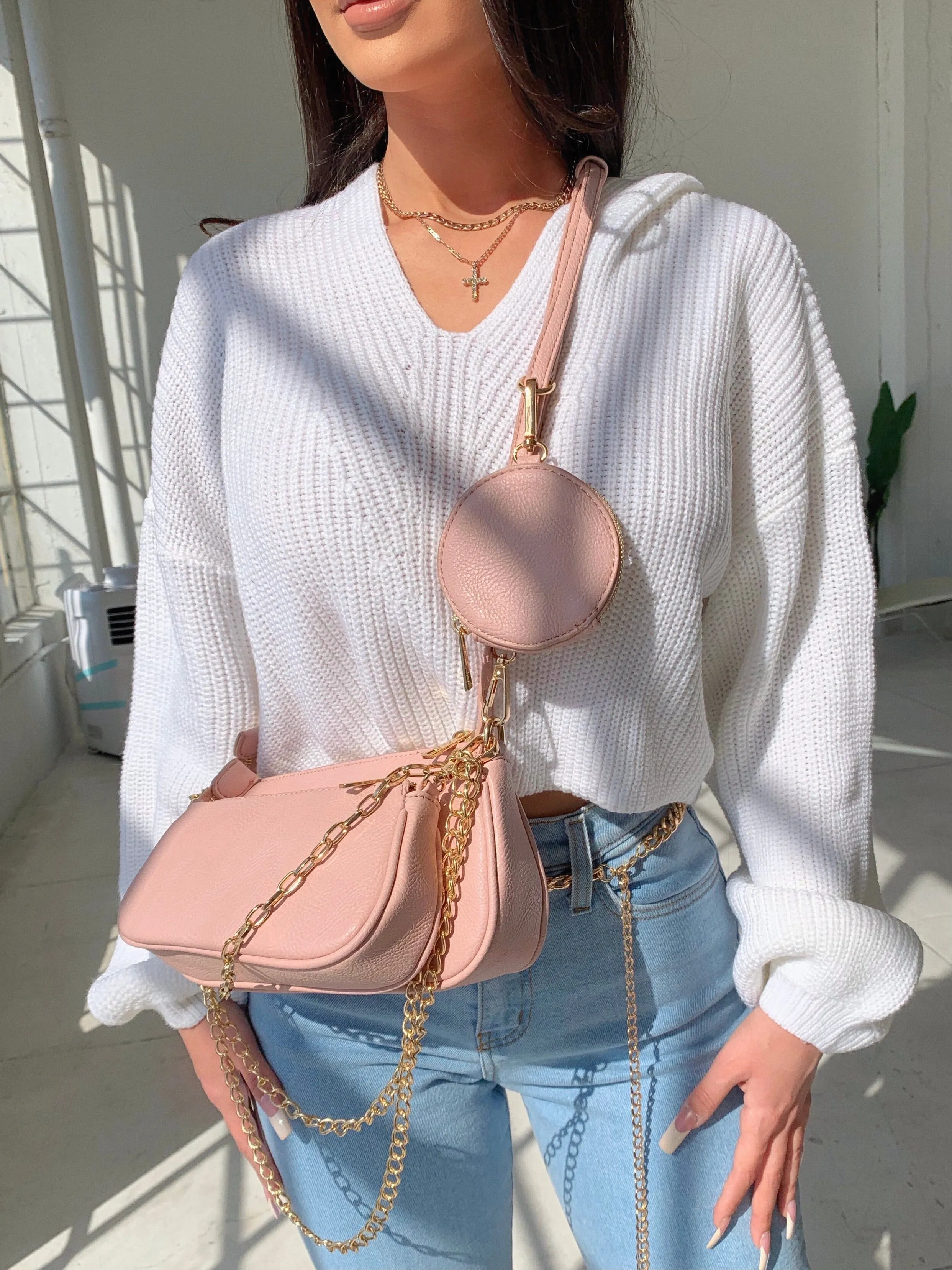davina triple pouch bag (LIGHT BLUSH)