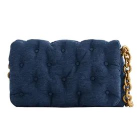 Denim & Leather Quilted Shoulder Bag