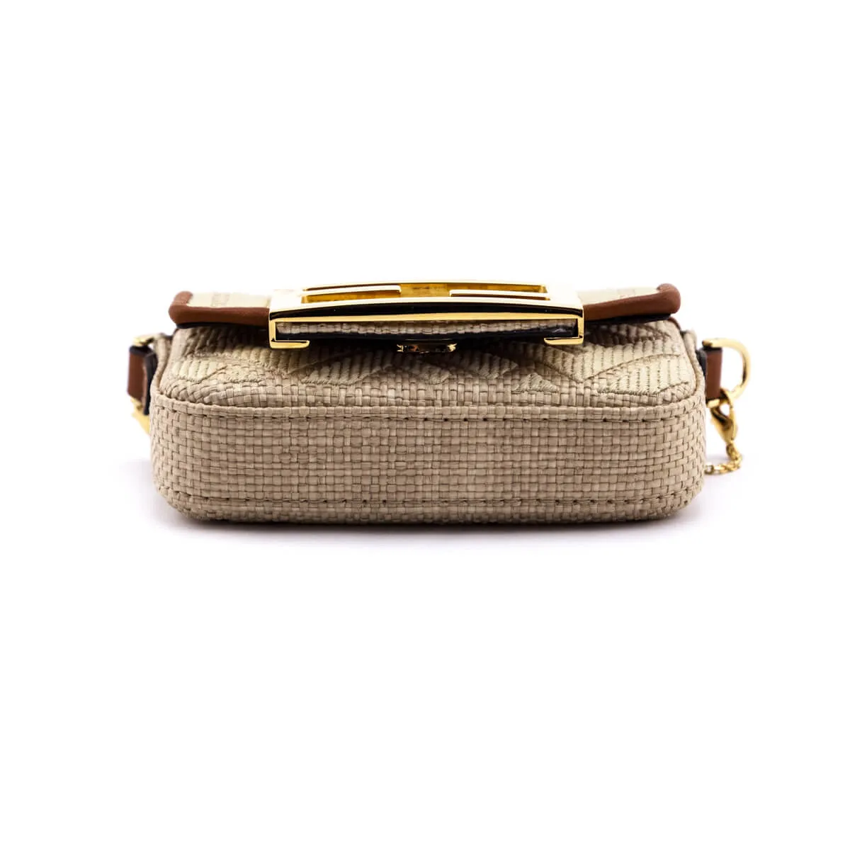 Fendi Beige Natural Raffia FF Nano Baguette Charm