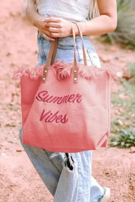 Get Summer-Ready with Our Raw Hem Canvas Pink Tote Bag