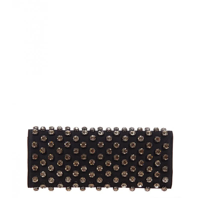 Gucci Black satin Broadway Swarovski crystal clutch bag