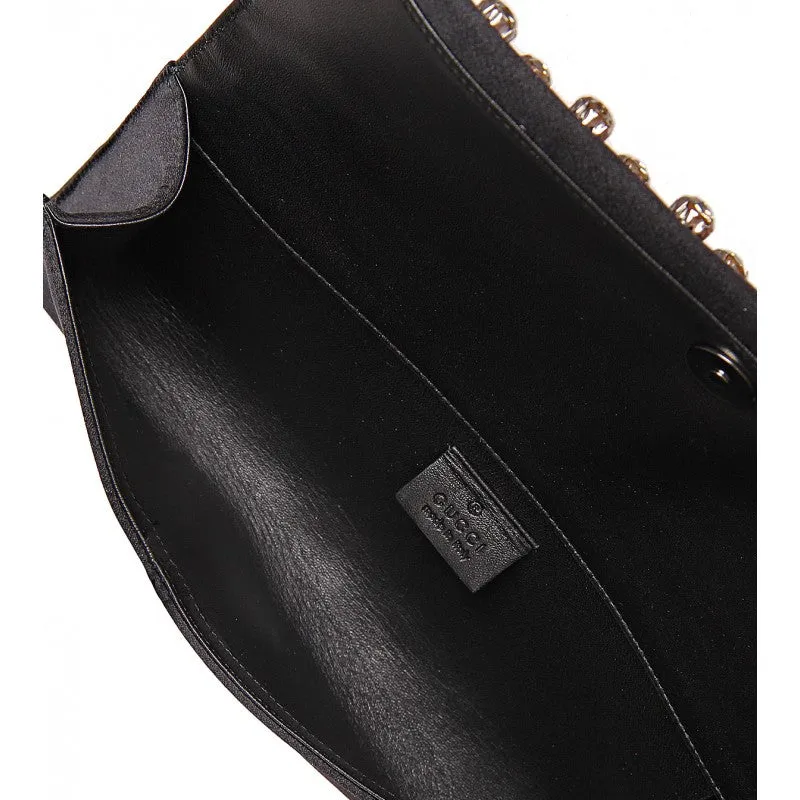 Gucci Black satin Broadway Swarovski crystal clutch bag