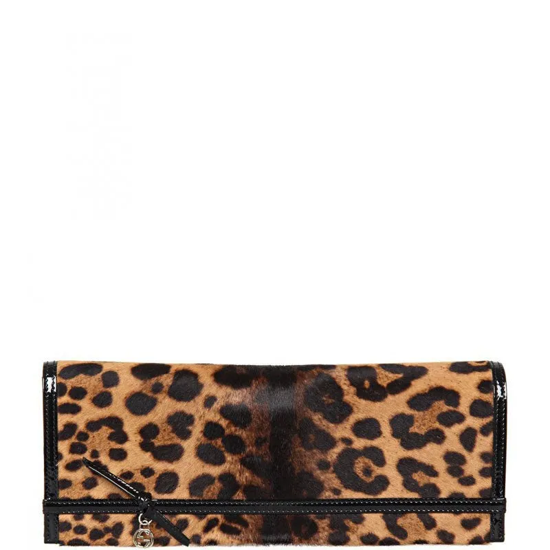 Gucci Leather jaguar print clutch bag