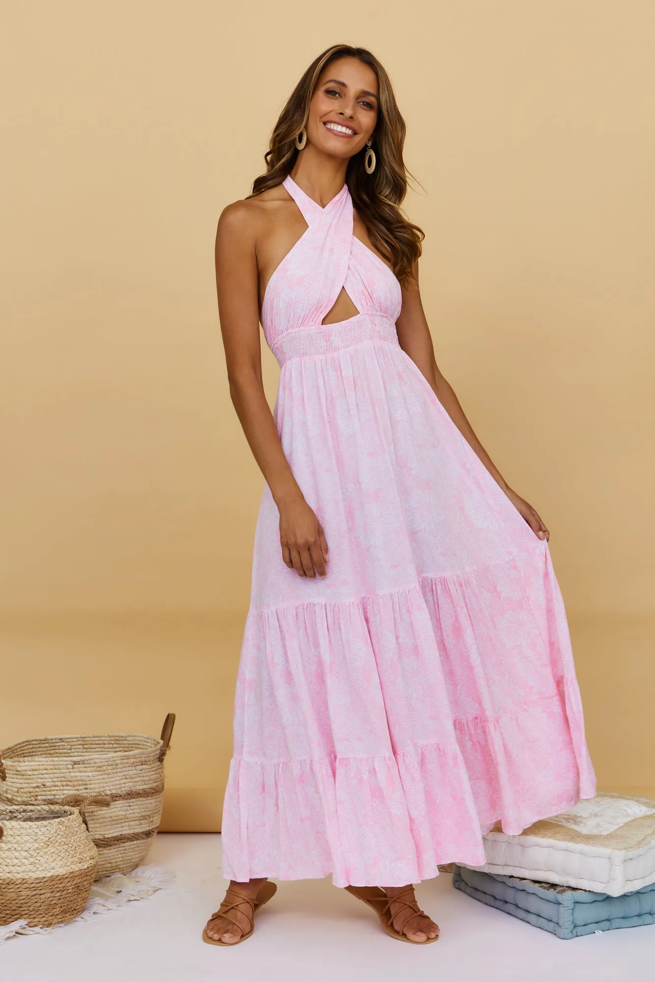 Heart Beating Maxi Dress Pink