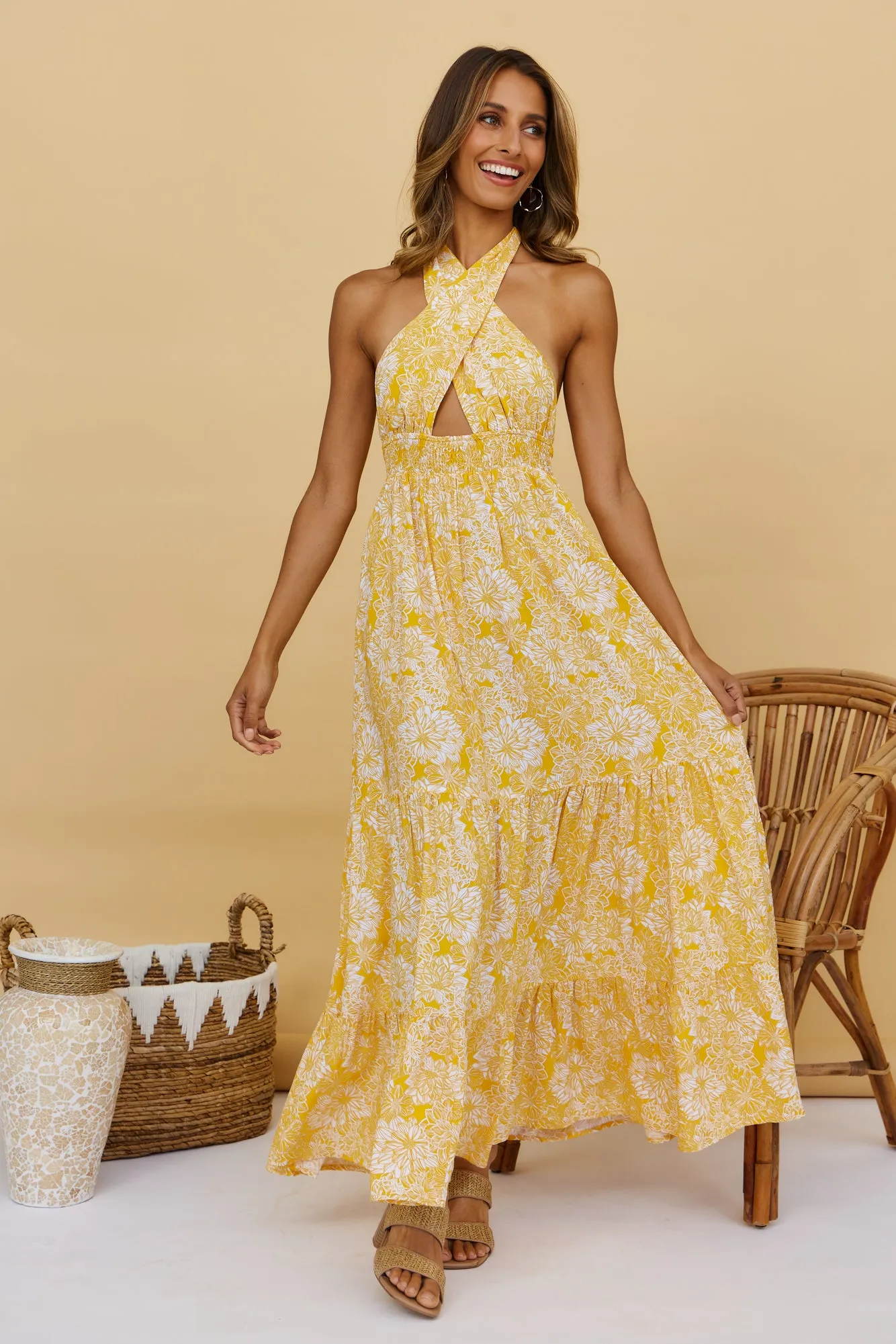 Heart Beating Maxi Dress Yellow