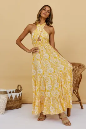 Heart Beating Maxi Dress Yellow