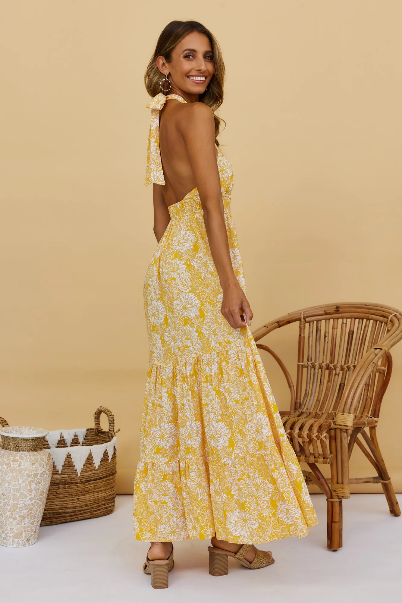 Heart Beating Maxi Dress Yellow