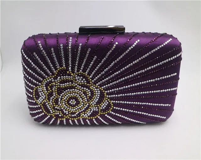 Hot New Dark Green/Purple Large Crystal Satin