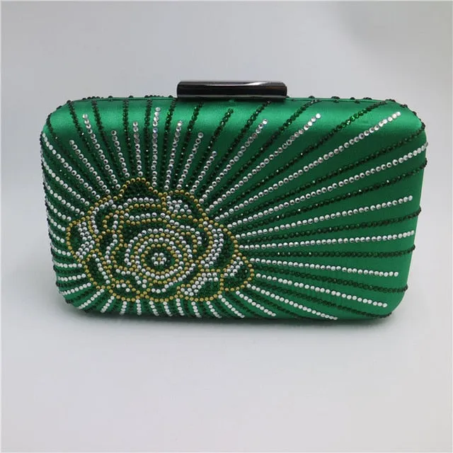 Hot New Dark Green/Purple Large Crystal Satin