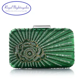 Hot New Dark Green/Purple Large Crystal Satin