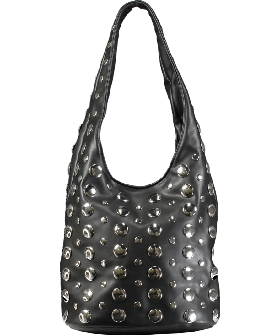 lefties Black Studded Bucket Bag One Size