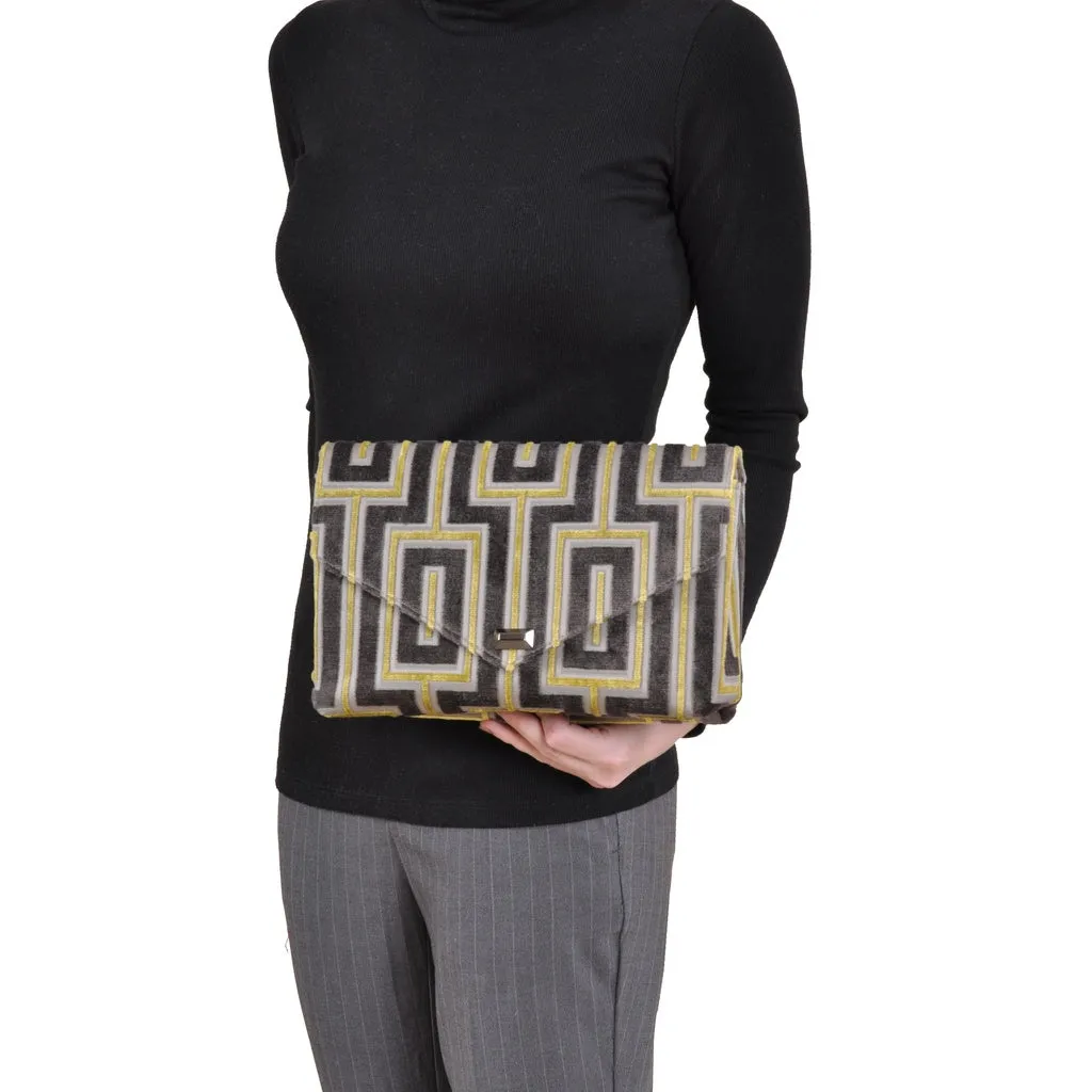 Maze Grey envelope clutch