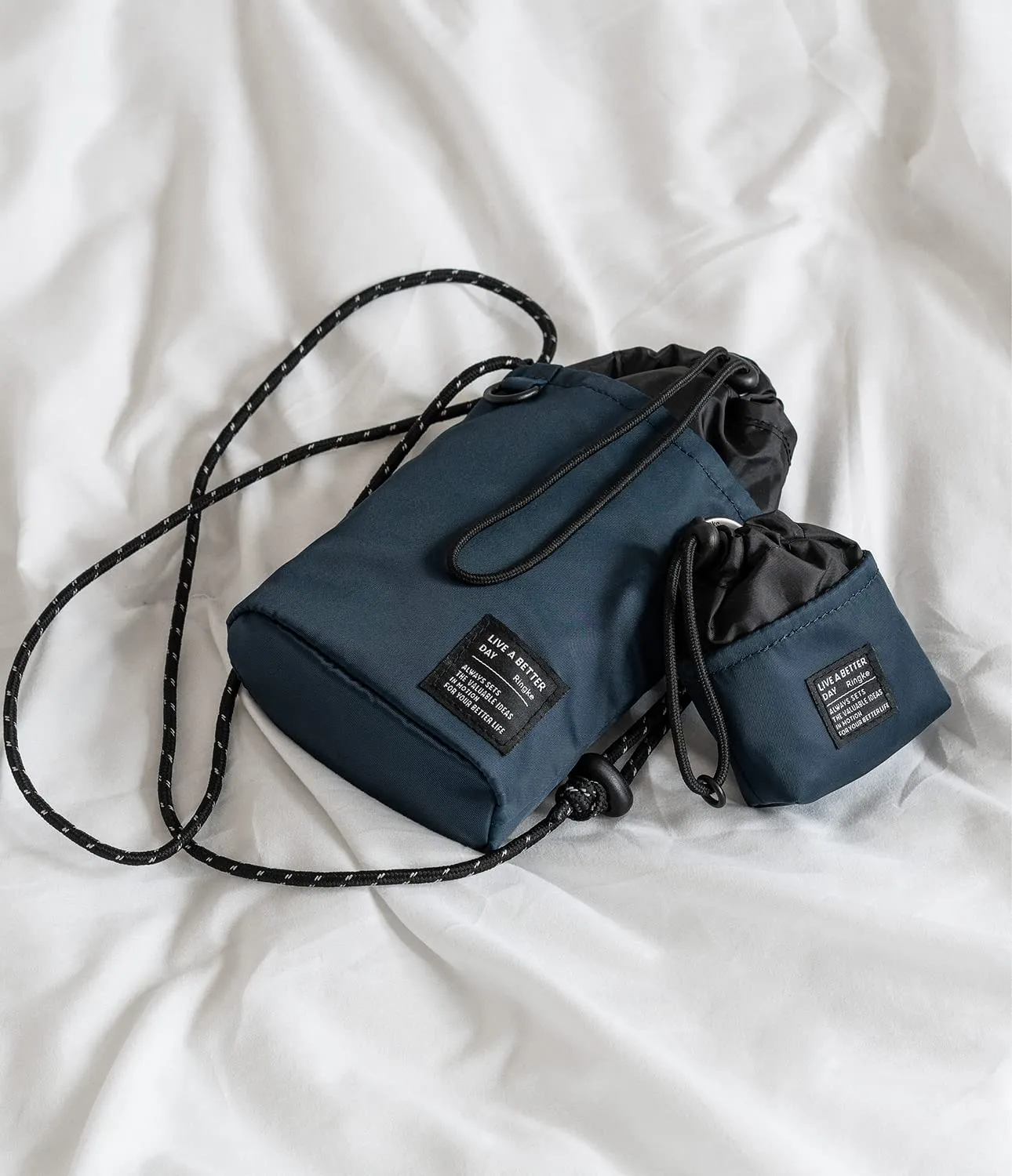 Mini Pouch [Bucket Bag] with O Ring Carabiner - Navy
