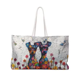 Miniature Pinscher Original Floral Dog Art Large Weekender Tote Bag