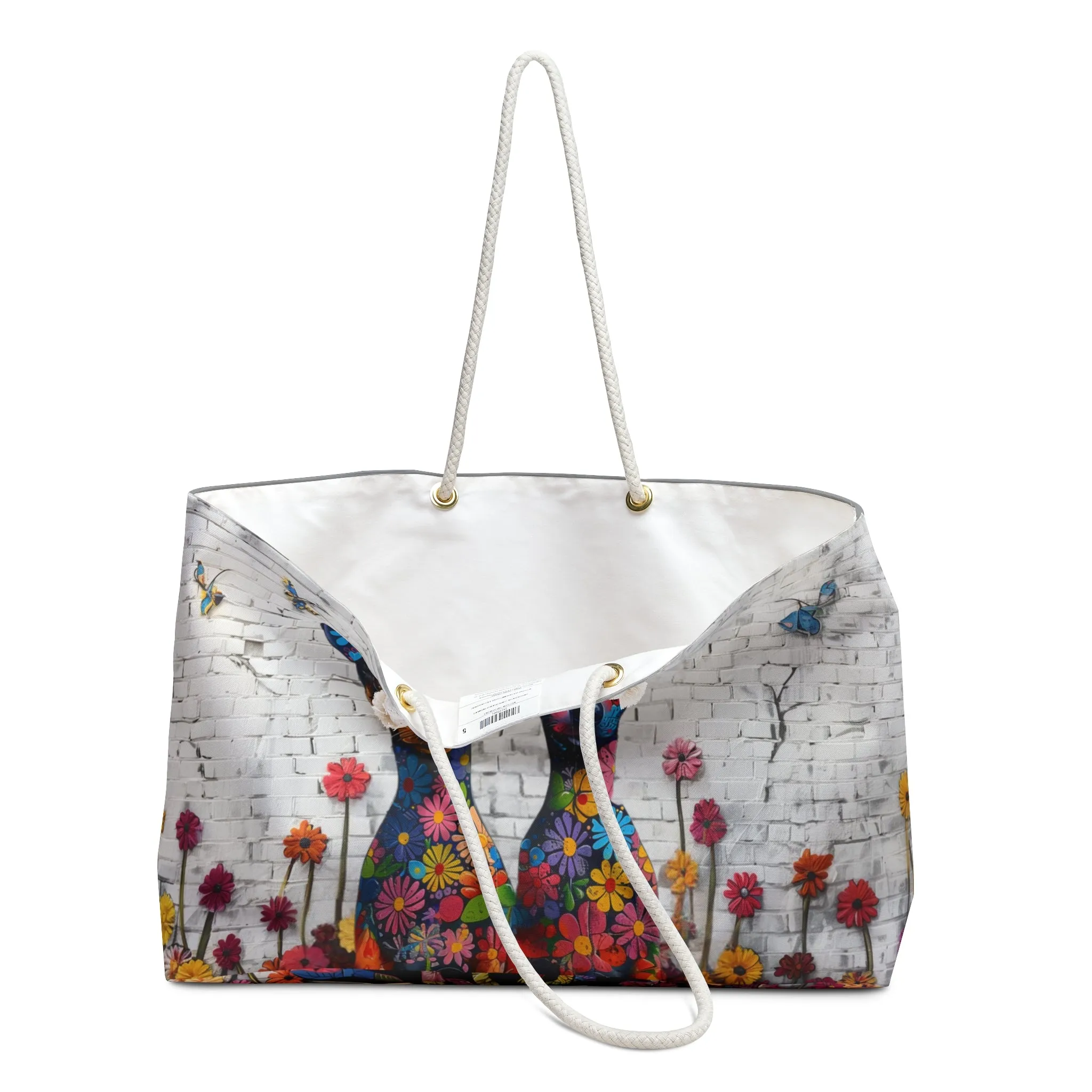 Miniature Pinscher Original Floral Dog Art Large Weekender Tote Bag