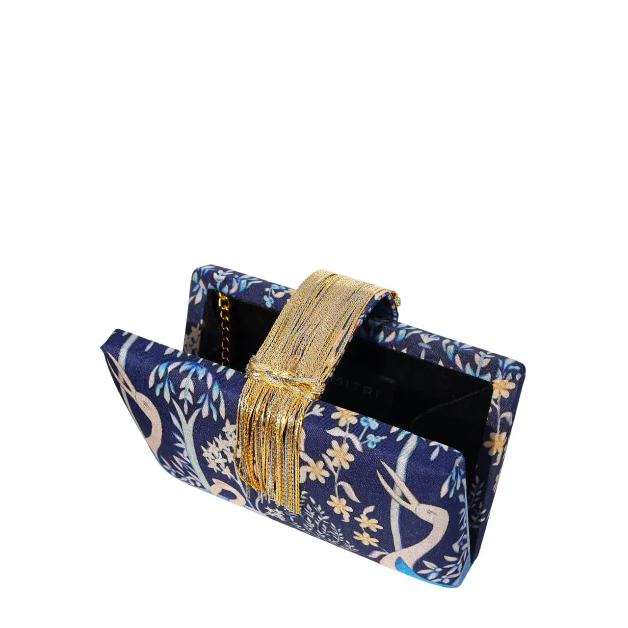 Navy Bird Fringe Clutch
