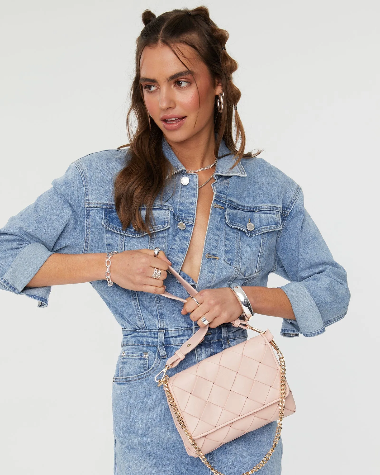 Pink Ailani Quilted Chain Bag