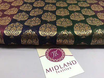 Pure Silk Indian Banarsi Floral Woven Golden Metallic Brocade 45" M260 Mtex