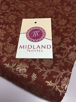 Pure Silk Indian Banarsi Floral Woven Golden Metallic Brocade 45" M260 Mtex