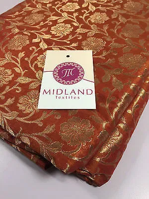 Pure Silk Indian Banarsi Floral Woven Golden Metallic Brocade 45" M260 Mtex