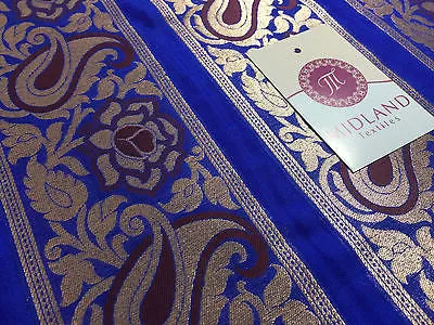 Pure Silk Indian Banarsi Floral Woven Golden Metallic Brocade 45" M260 Mtex