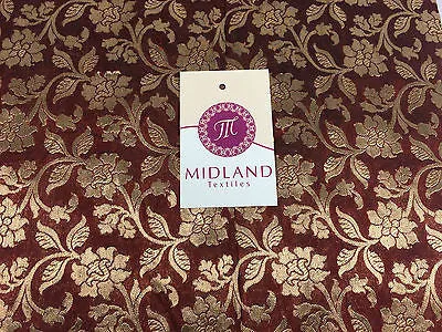 Pure Silk Indian Banarsi Floral Woven Golden Metallic Brocade 45" M260 Mtex