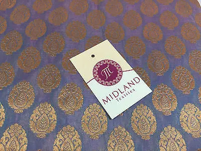Pure Silk Indian Banarsi Floral Woven Golden Metallic Brocade 45" M260 Mtex