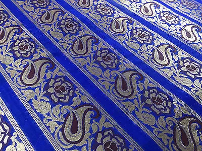 Pure Silk Indian Banarsi Floral Woven Golden Metallic Brocade 45" M260 Mtex