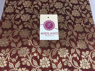 Pure Silk Indian Banarsi Floral Woven Golden Metallic Brocade 45" M260 Mtex