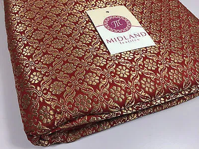 Pure Silk Indian Banarsi Floral Woven Golden Metallic Brocade 45" M260 Mtex