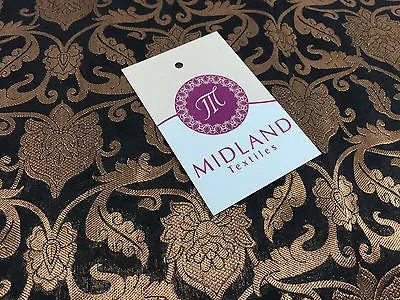 Pure Silk Indian Banarsi Floral Woven Golden Metallic Brocade 45" M260 Mtex