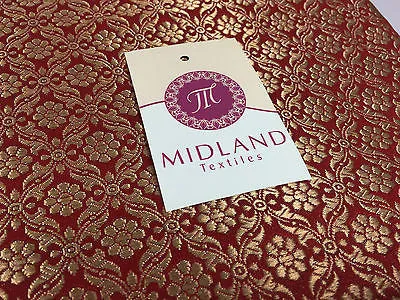 Pure Silk Indian Banarsi Floral Woven Golden Metallic Brocade 45" M260 Mtex