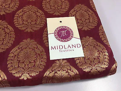 Pure Silk Indian Banarsi Floral Woven Golden Metallic Brocade 45" M260 Mtex