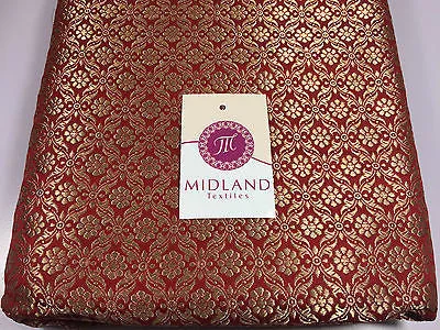 Pure Silk Indian Banarsi Floral Woven Golden Metallic Brocade 45" M260 Mtex