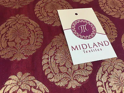 Pure Silk Indian Banarsi Floral Woven Golden Metallic Brocade 45" M260 Mtex